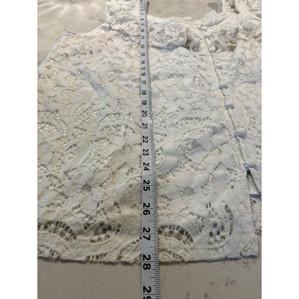 Torrid Lace Ruffle Button Front Tank Top Cream Sleeveless Boho Blouse Size 2x - Picture 5 of 5